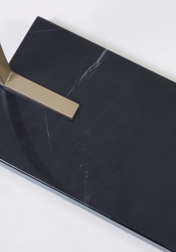 KAVE HOME Juhe gulvlampe - guld stl og sort stof/marmor