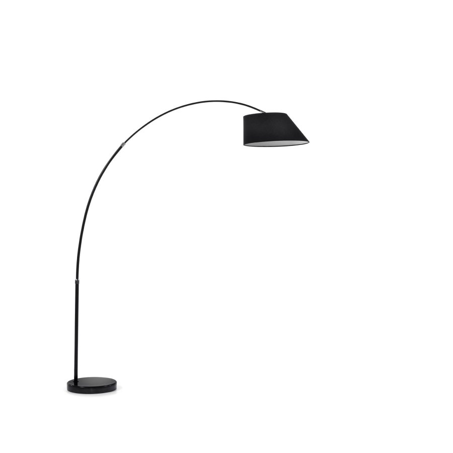 KAVE HOME May gulvlampe - sort bomuld, stl og marmor