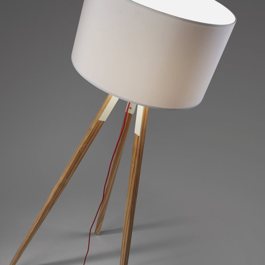 KAVE HOME Uzagi gulvlampe - hvid/natur stof/tr