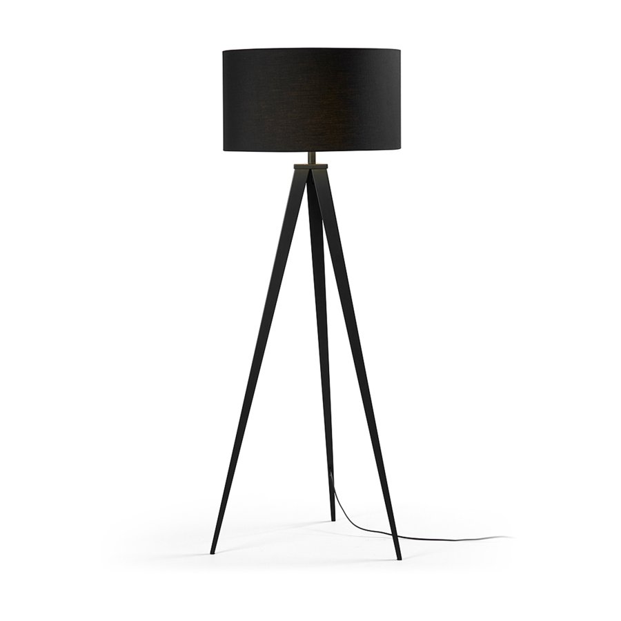 KAVE HOME Uzagi gulvlampe - sort metal/stof 