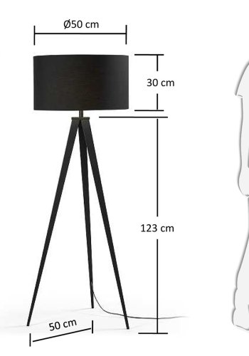 KAVE HOME Uzagi gulvlampe - sort metal/stof 