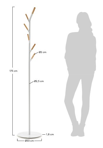 KAVE HOME Bren stumtjener - hvid/natur metal/tr