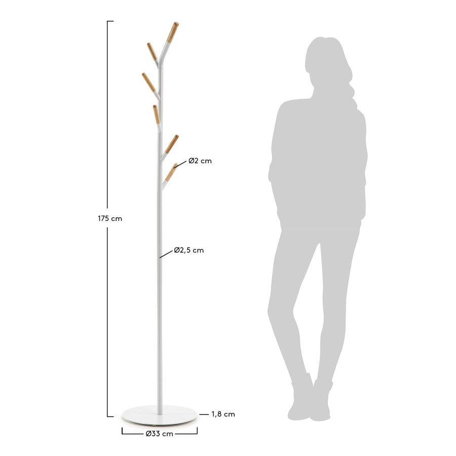 KAVE HOME Bren stumtjener - hvid/natur metal/tr