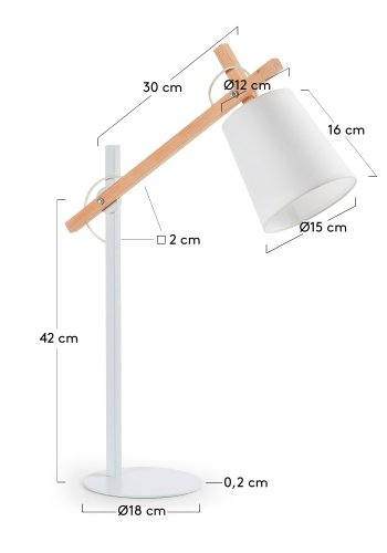 KAVE HOME Jovik bordlampe - hvid metal/bomuld og natur tr 