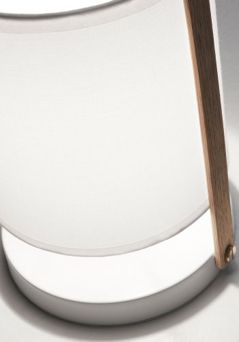 KAVE HOME rund Zayla bordlampe - hvid bomuld og stl, natur bg