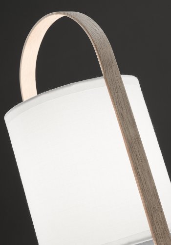 KAVE HOME rund Zayla bordlampe - hvid bomuld og stl, natur bg