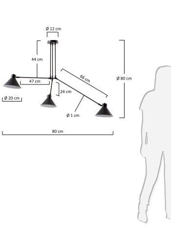 KAVE HOME Dione loftlampe - sort stl