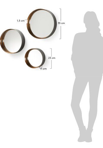 KAVE HOME rund Wilson vgspejl - spejlglas og messing sort stl (st á 3)