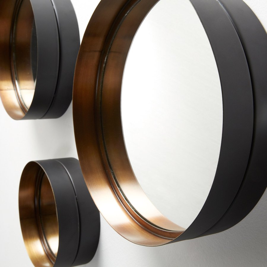 KAVE HOME rund Wilson vgspejl - spejlglas og messing sort stl (st á 3)