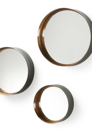 KAVE HOME rund Wilson vgspejl - spejlglas og messing sort stl (st á 3)