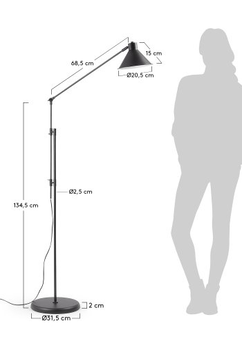 KAVE HOME Odine gulvlampe - sort metal