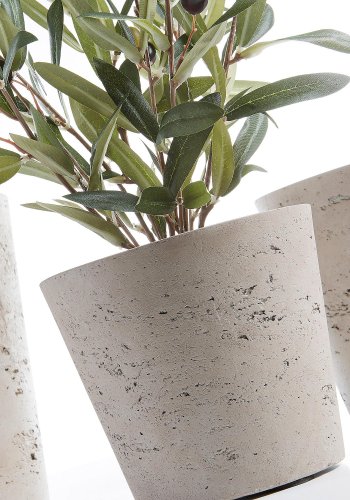 KAVE HOME Low krukke, rund - gr cement (st med 3)