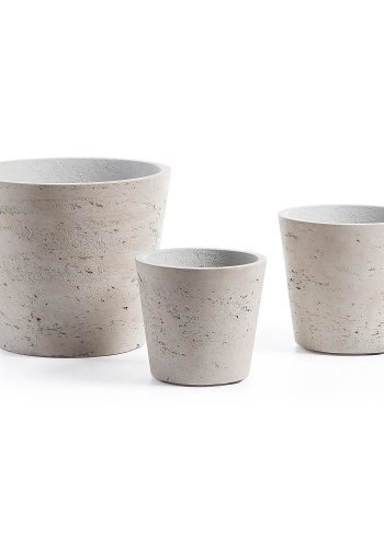 KAVE HOME Low krukke, rund - gr cement (st med 3)
