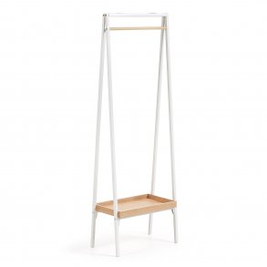 KAVE HOME Belgrad garderobestativ - hvid/natur metal/egetrsfinér, m. hylde