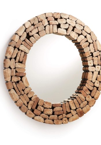 KAVE HOME Ellipse vgspejl - natur genbrugstr og spejlglas, rund (80) 
