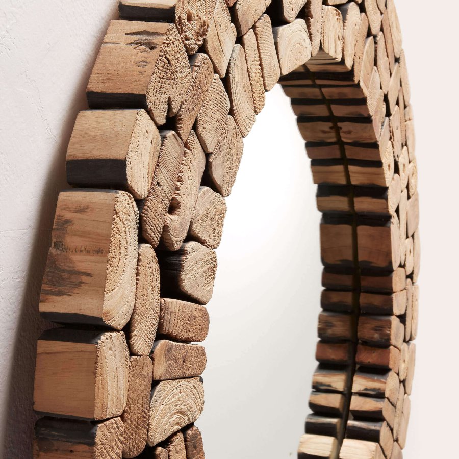 KAVE HOME Ellipse vgspejl - natur genbrugstr og spejlglas, rund (80) 