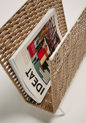 KAVE HOME Shibori magasinholder - natur polyrattan og hvid stl