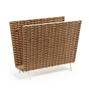 KAVE HOME Shibori magasinholder - natur polyrattan og hvid stl