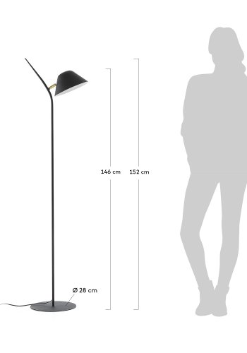 KAVE HOME Aurelia gulvlampe - sort stl