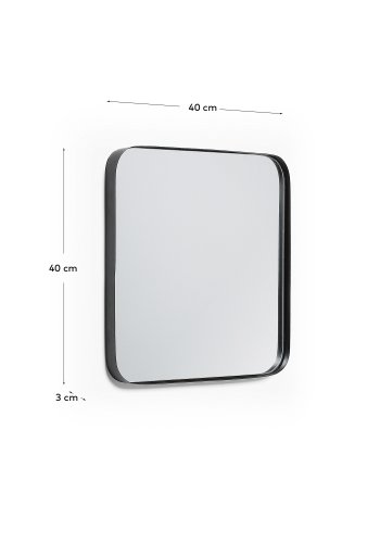 KAVE HOME Marco vgspejl, kvadratisk - spejlglas og sort stl (40x40)