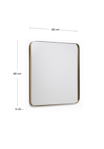 KAVE HOME Marco vgspejl, kvadratisk - spejlglas og guld stl (60x60)