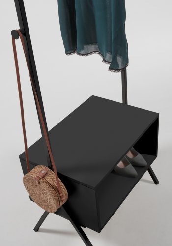 KAVE HOME Celsie tjstativ, m. hylde - sort MDF og stl