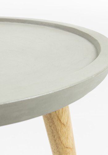 KAVE HOME rund Livy sidebord - gr cement og natur gummitr (40)