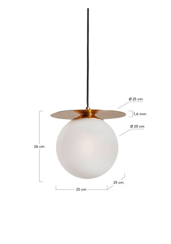 KAVE HOME Manz loftlampe - frostet glas og messing metal 