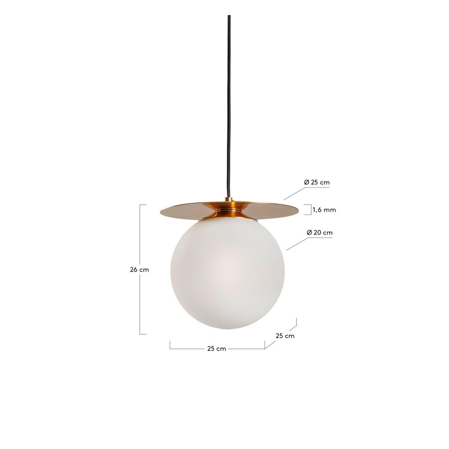 KAVE HOME Manz loftlampe - frostet glas og messing metal 