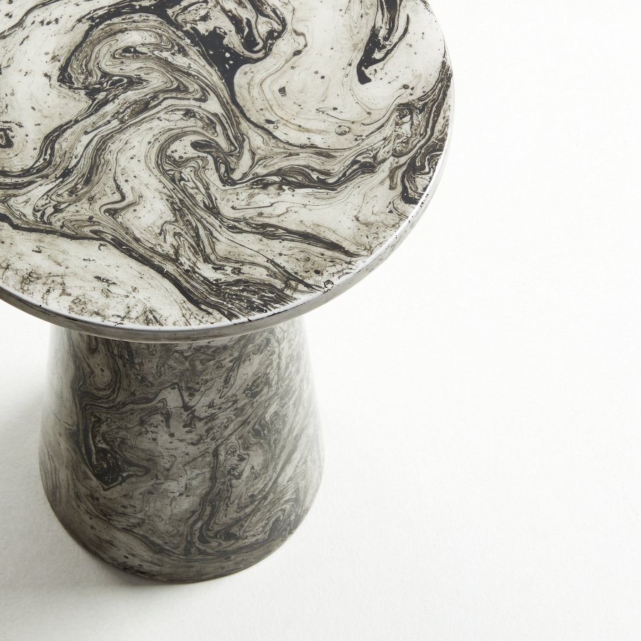 KAVE HOME Kesbury sidebord, rund - hvid/sort/gr emalje jern (33)