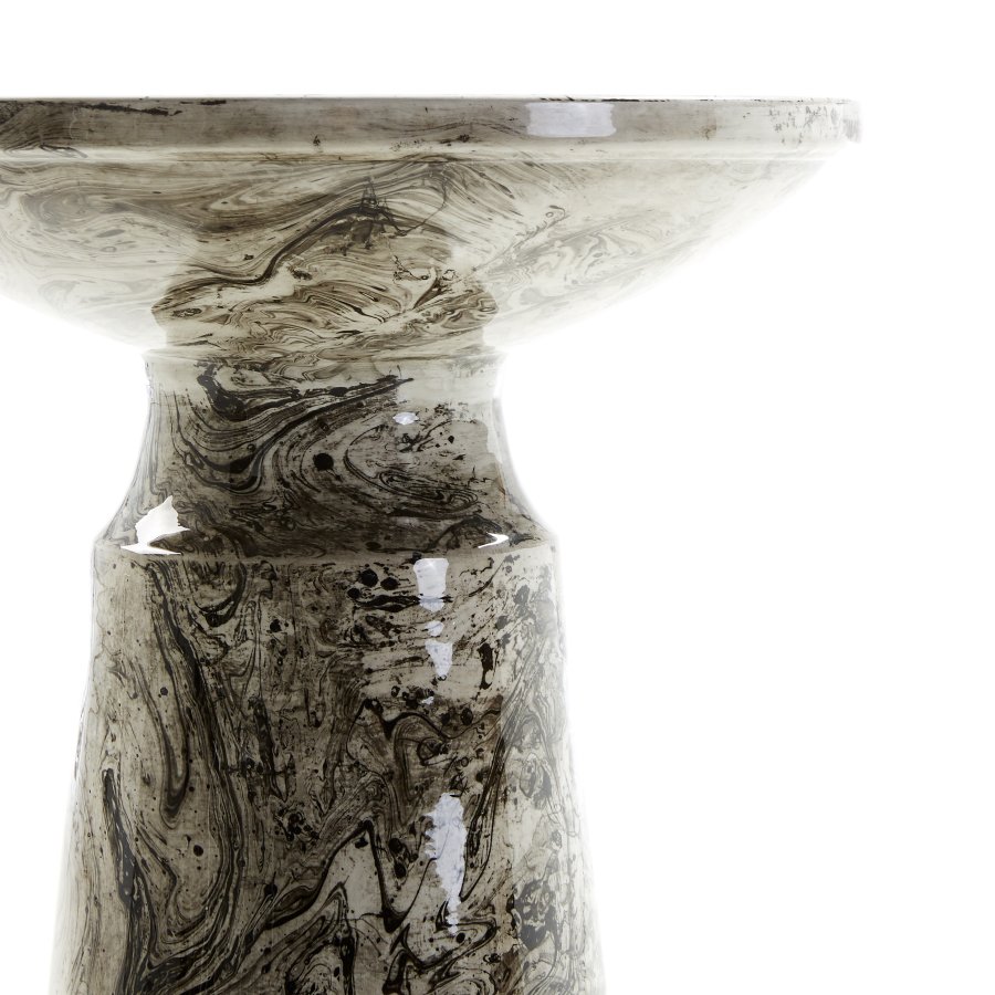 KAVE HOME Kesbury sidebord, rund - hvid/sort/gr emalje jern (33)