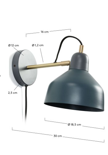 KAVE HOME Olimpia vglampe - guld og bl metal