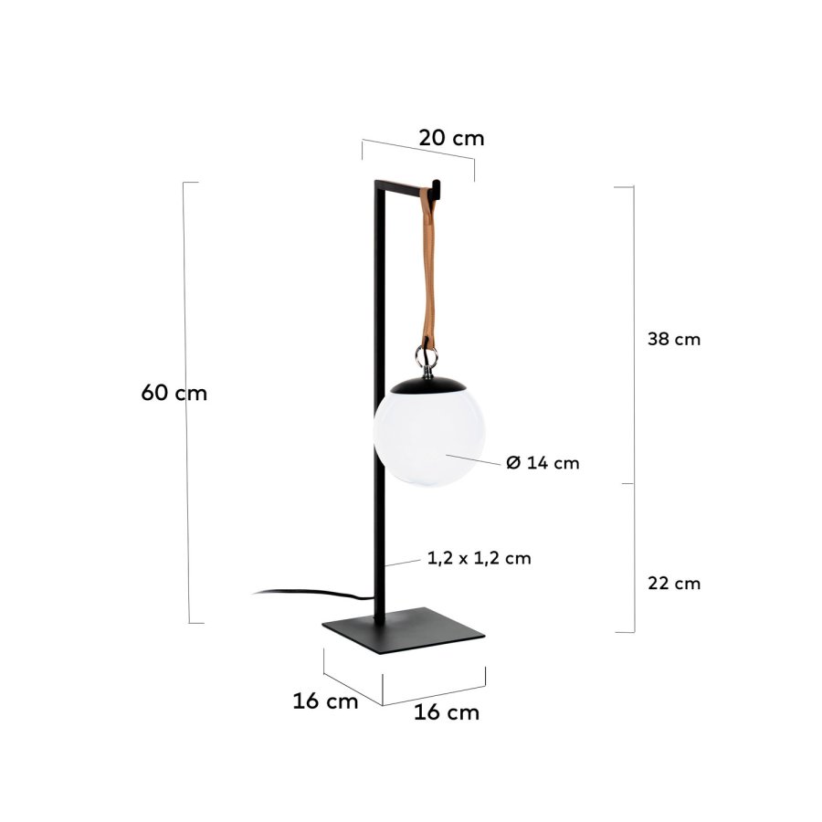 KAVE HOME Monteiro bordlampe - akrylglas og sort metal