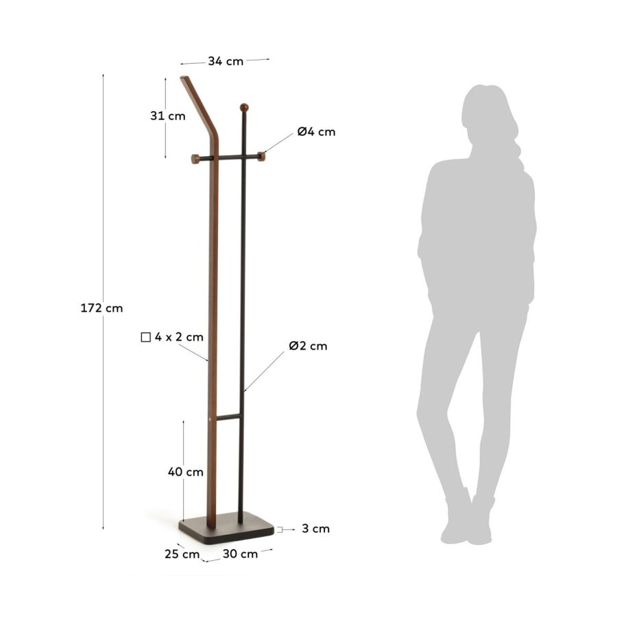 KAVE HOME Magali stumtjener - brun egetrsfiner og sort metal