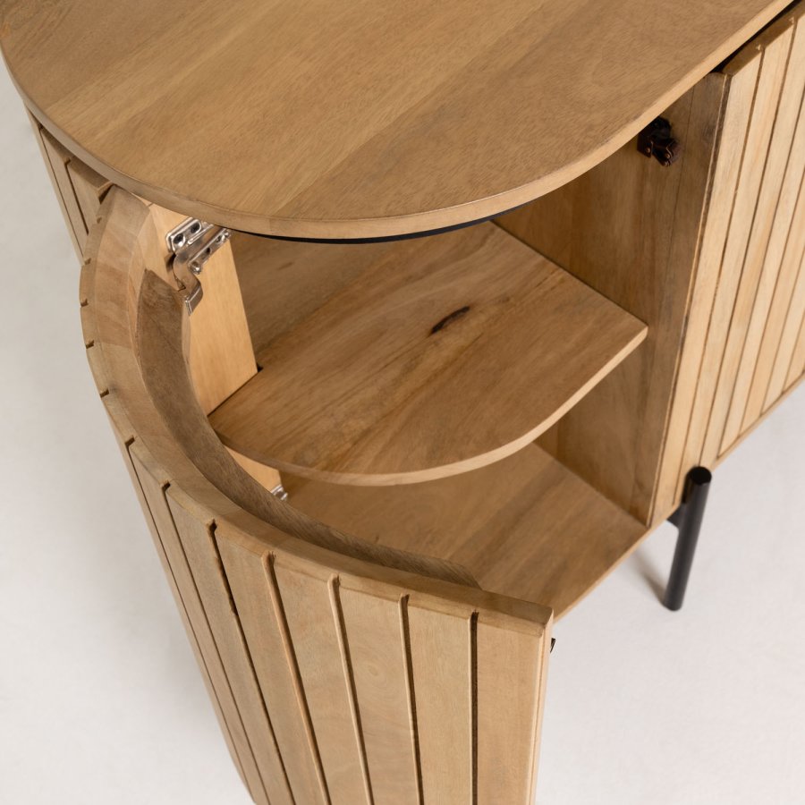 KAVE HOME Licia sknk, m. 4 lger og 8 rum - natur mangotr og sort metal (170x80)