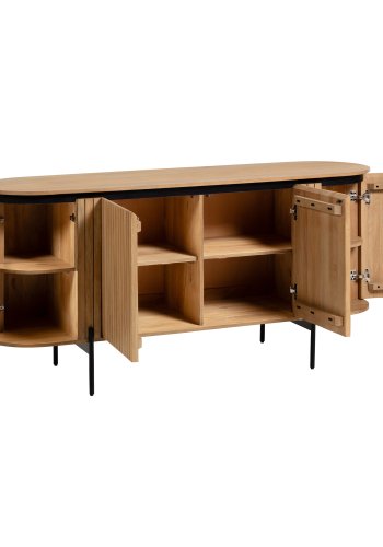 KAVE HOME Licia sknk, m. 4 lger og 8 rum - natur mangotr og sort metal (170x80)