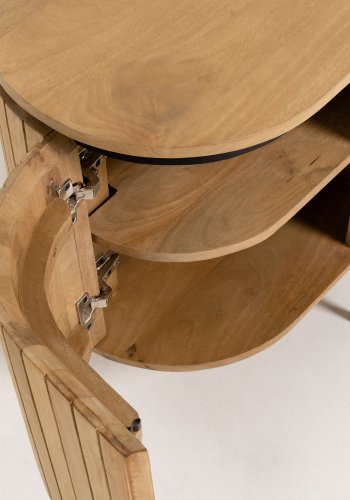 KAVE HOME Licia TV-bord, m. 2 lger og 2 bne rum - natur mangotr og sort metal (160x43) 