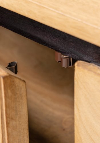 KAVE HOME Licia TV-bord, m. 2 lger og 2 bne rum - natur mangotr og sort metal (160x43) 