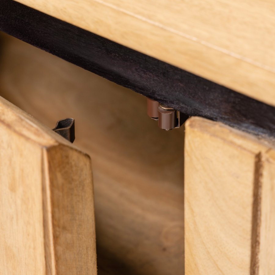 KAVE HOME Licia TV-bord, m. 2 lger og 2 bne rum - natur mangotr og sort metal (160x43) 