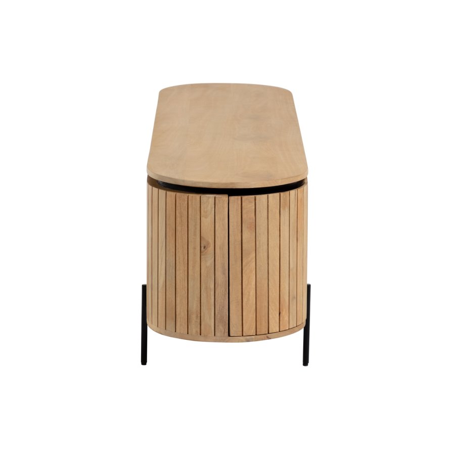 KAVE HOME Licia TV-bord, m. 2 lger og 2 bne rum - natur mangotr og sort metal (160x43) 