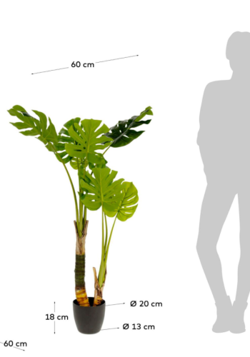 KAVE HOME Monstrea kunstig plante - 130 cm hj, PE, cement og skum 