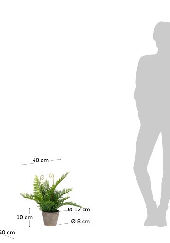 KAVE HOME Filicopsida kunstig plante - grn polyethylen og gr cement (H:35)