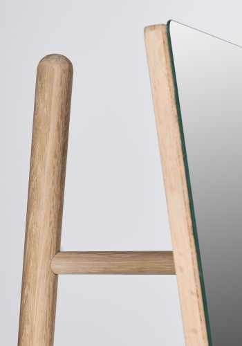 KAVE HOME Keisy gulvspejl, m. bjlestang og hylde - spejlglas og natur tr (45x160)