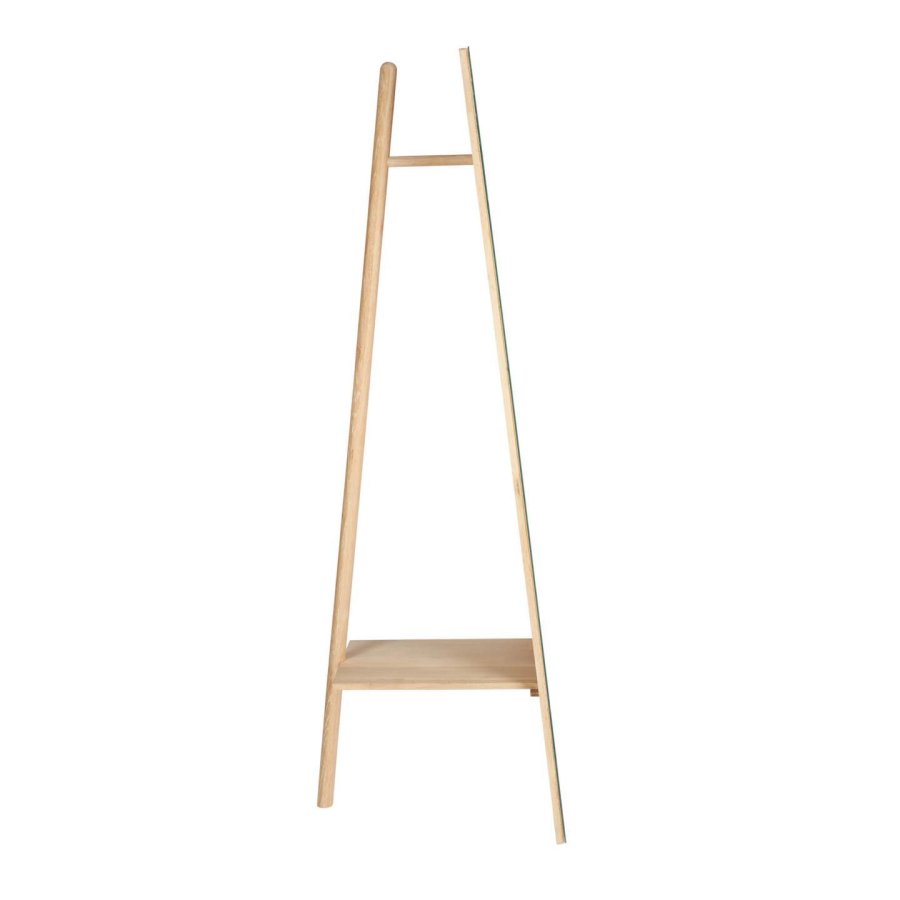 KAVE HOME Keisy gulvspejl, m. bjlestang og hylde - spejlglas og natur tr (45x160)