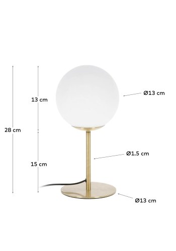 KAVE HOME Mahala bordlampe - hvid glas og messing stl 