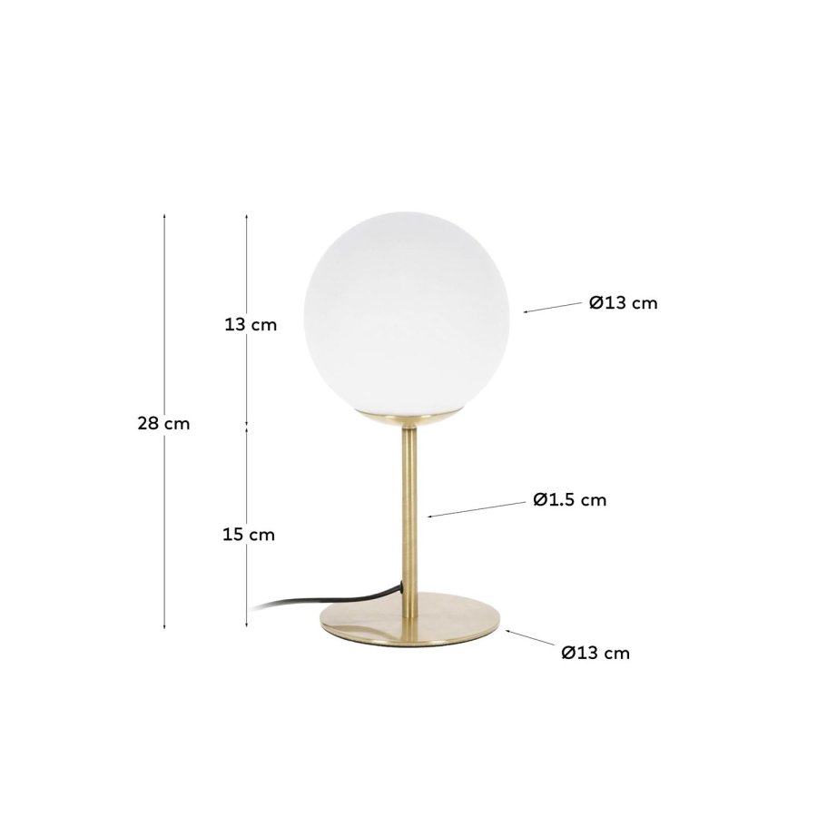 KAVE HOME Mahala bordlampe - hvid glas og messing stl 