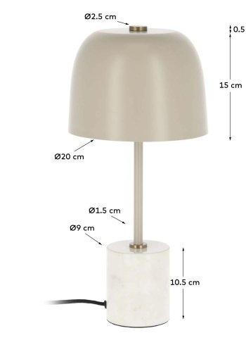 KAVE HOME Alish bordlampe - beige marmor og metal