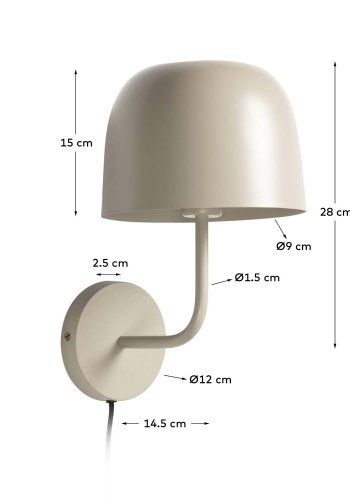 KAVE HOME Alish vglampe - beige metal