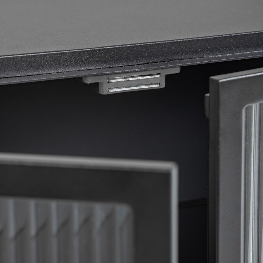 KAVE HOME Trixie sknk, m. 4 lger og hylde - klar glas og sort stl (160x81)