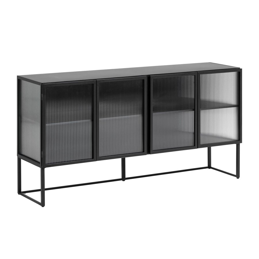 KAVE HOME Trixie sknk, m. 4 lger og hylde - klar glas og sort stl (160x81)